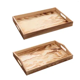 Tea Trays Wood Serving Tray With Handles Breakfast For Eating Working Storing