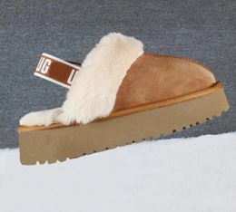 Tasman Slippers Tazz designer seed Chestnut Fur Slides Sheepskin Classic Ultra Mini Platform Boot Winter Women Slip-on Shoes Cowhide Wool Fall Disquette Slippers