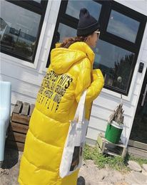 Women Winter Letter Print Black Yellow Maxi Long Duck Down Coat Ladies warm Parka Plus Size Loose Long Down Jackets N906 Y2001072989461