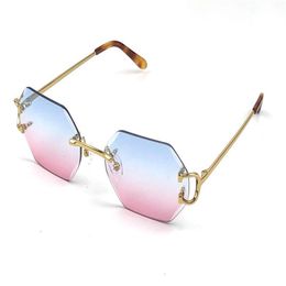 Sunglasses new retro Piccadilly irregular crystal cut lens eyewear 0118 frameless fashion avant-garde design uv400 light-colored d234w