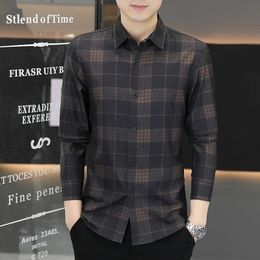 Brand Designer Plaid Striped Mens Shirts for Men Clothing Fashion Long Sleeve Shirt Luxury Dress Casual Clothes Jersey 231221