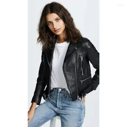 Men's Jackets Genuine Lambskin Stylish Black Leather Jacket With Woman Fashion Trends