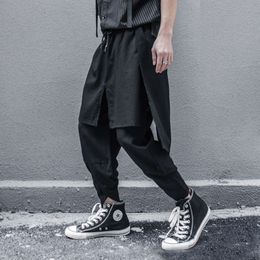 is A Unique Vertical Cut Off Two Irregular Modelling Division Baggy Wide-legged Loose Haroun Pants