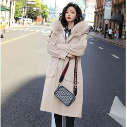 Parker Cotton Coat Women's Mid length Winter Korean Loose Cotton Coat Thickened Large Wool Collar Cotton Coat 231221