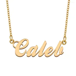 Pendant Necklaces Caleb Name Necklace For Women Stainless Steel Jewelry Gold Plated Nameplate Chain Femme Mothers Girlfriend Gift