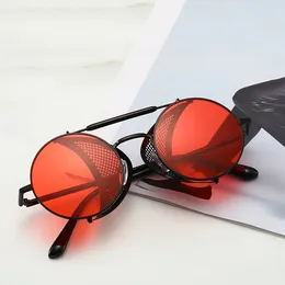 Sunglasses Steampunk Sun Glasses Round For Men Women Ins Metal Frame Windproof Eyewear Shades UV400