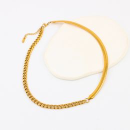 gold necklace clavicle chain Japan and South Korea spring and summer new six-sided grinding splicing flat snake chain Internet celebrity facet shining texture