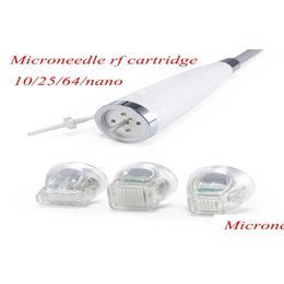 Beauty Microneedle Roller Radio Frequency Hine Fractional 10Pin 25Pin 64Pin And Nano For Skin Lifting Rf 4 Tips Needle Head Gold Cartr Dhyhm