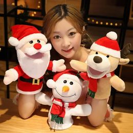 Christmas Elk Santa Claus Snowman Finger Puppet Plush Toy Parentchild Lovely Stuffed Doll Children Educational Hand Toys 231220