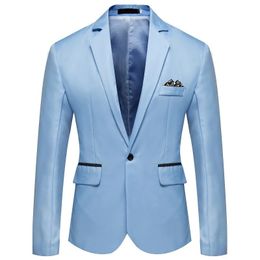 Men's Single Breasted Blazer Gentleman Fashion Business Slim Fit No Iron Casual Suit Jacket For Men Wedding Work Dress 231220