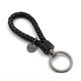 Keychains Lanyards Leather Car Key Chain Mens High Quality Pendant Cowe Hand Woven Womens Creative Gift Decorative Lanyardkeychain Otger