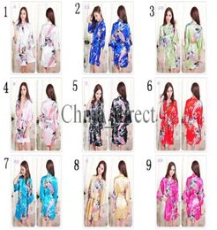 2017 summer Female Solid plain rayon silk short Robe Pajama Lingerie Nightdress Kimono Gown pjs Sexy Women Dress bathrobe 13 color3154716