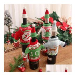 Christmas Decorations Decoration Sweater Wine Bottle Bag Dinner Sleeve Kitchen Supplies Cup E 2023 Drop Delivery Home Garden Festive Dhzgl