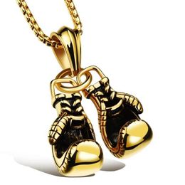 U7 Cool Sport New Men Necklace Fitness Fashion Stainless Steel Workout Jewelry Gold Plated Pair Boxing Glove Charm Pendants Access319S