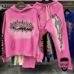 Men's Hoodies High Quality Pink Hellstar Hoodie For Men And Women's Casual Sportswear Set Street Streetwear