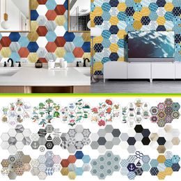 10Pcs Hexagon NonSlip Floor Stickers SelfAdhesive Tile Decal Peel and Stick Wallpaper for Living Room Kitchen Home Decor 231220