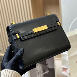 High quality Fashion Lady bags Manhattan mini leather shoulder bag Black leather Magnetic-fastening front flap sizes 19*14CM