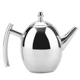 1500ml Stainless Steel Teapot Home Cafe Tea Pot Coffee Water Kettle Drink Container With Removable Mesh Philtre Teaware 231221