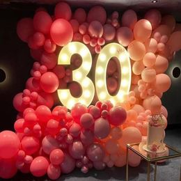 91.5cm Giant Figure Balloon Filling Box With Lights 1st Birthday Balloon Number 18 21 30 40 50 60 Baloon Frame Baby Shower Decor 231220