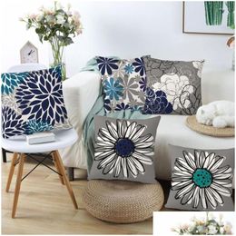 Cushion/Decorative Pillow Pillow Sun Floral Throw Er Flower Pattern Ers Stylish Home Decor For Sofa Bedroom Office With Den Long-Term Dhri9