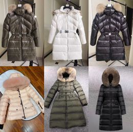 Monclair Womens Designer Down Jacket Casacos de Inverno Casacos Colarinho Quente Moda Parkas Com Cinto Senhora Casaco de Algodão Outerwear Bolso Grande Qualidade