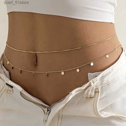 Waist Chain Belts Vintage Sequins Tassel Pendant Waist Chain Women 2022 Simple Creative Gold Colour Metal Belly Bo Even Girls Fashion JewelryL231221