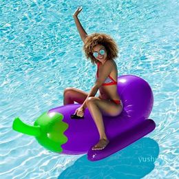 Whole-190cm 75inch Giant Inflatable Eggplant Pool Float 2018 Summer Ride-on Air Board Floating Raft Mattress Water Beach Toys 314P