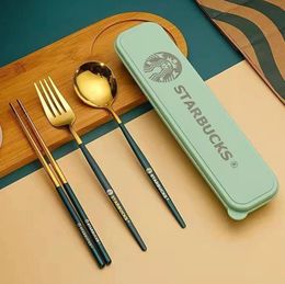 Dinnerware Sets Spoon Fork Chopsticks 304 Stainless Steel Tableware Christmas Gift SETS01019018414