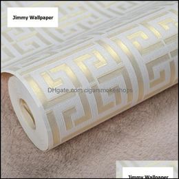 Wallpapers Home Decor & Garden Selling Greek Key Lattice Modern Geometric Wallpaper El Study Background Wall Pvc Bathroom Waterpro263L