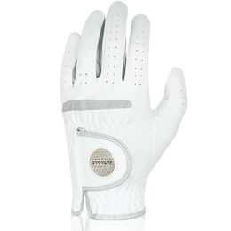 1pc Men s Golf Glove Micro Soft Fabric Breathable Gloves With Magnetic Marker Replaceable White 231221