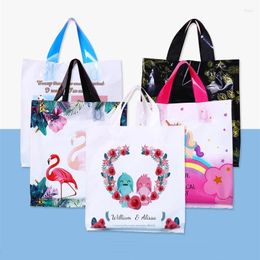 Storage Bags 50pcs Cartoon Plastic Handbag Market Shopping Store Vertical Plate Clothing Packaging Festival Gift Thickening