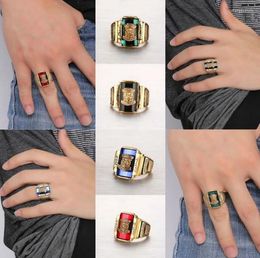 Cluster Rings Men's Domineering Gold Colour Tiger Ring Classics 1973 Year Gem Crystal Animal Motorcycle Party Biker Hip Hop Jewellery