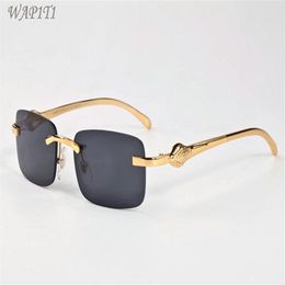 Mode Herren randlose Sonnenbrille für Frauen Vintage Sonnenbrille weibliche Männer klare Linse Sonnenbrille flache Oberseite Metallrahmen Glasses298e