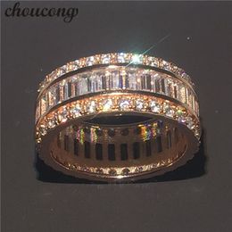 choucong Full 15ct Diamond Rose Gold 925 sterling Silver Engagement Wedding Band Ring For Women Gift313J