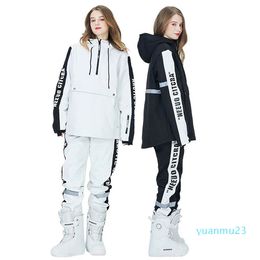 Couples Ski Suit Women's Ski Jackets and Pants Set Two Pieces Loose Print Letters Waterproof Snow Suits Men Winter Snowsuit