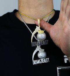 Iced Out Hip Hop Rock Letter Meteor Ball Pendant with Cuban Chain Necklace for Women Men Necklaces Jewelry Drop Ship2183708