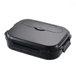 Dinnerware 1Set Stainless Steel Lunch Box Breakfast Bento Case With Soup Cup Black