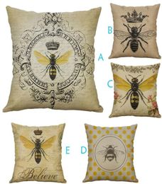Cotton Linen Square Pillowcase European Style Retro Small Bee Cushion Cover Pillow Car Sofa Throw Home Decor CushionDecorative7569013