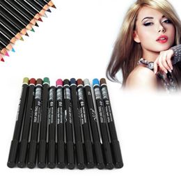 WholeBlack 12 Colours Waterproof Eyeliner Pencil Beauty Cosmetics Eyeliner Pen Makeup Long Lasting Eye Pencil 14963118120717