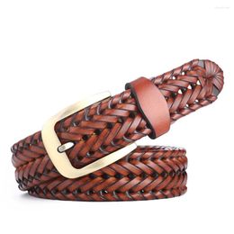 Belts Men Women Buckle Retro Durable Woven Classic Handmade Casual Soft Jeans Belt Hand Knitted Leather