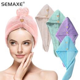 SEMAXE Double-layer Thick Dry Hair Hat Women Super Absorbent Long Hair Quick-drying Adult Students and Children Baotou Towel 231221