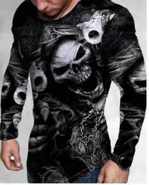 Men's T-Shirts Fashion Men's clothing Skull graphic t shirts Street men's round neck long sleeved T-shirt Casual trend men's y2k tops teesL2312.21
