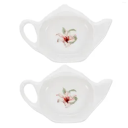 Tea Trays 2 Pcs Bag Saucer Jewellery Tray Delicate Holders Balls Plate Ceramics Teabag Storage Plates Loose Travel Rests