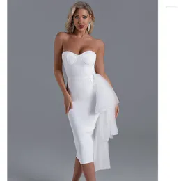 Casual Dresses Summer European Style Gauze Strapless Dress Sexy Cocktail Party Full Bandage Evening