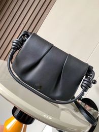 2024 Designer's latest leather pleated soft cowhide shoulder bag Fashion temperament elegant underarm bag 25*8*17