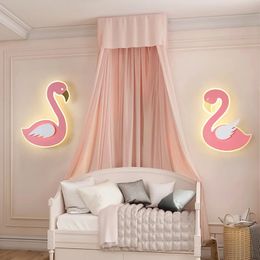 Wall Lamp Children's Room Princess Girl Heart Pink Cute Cartoon Flamingo Girl Bedroom Wall Bedside Lamp Bedroom Decor Wall Light 231221