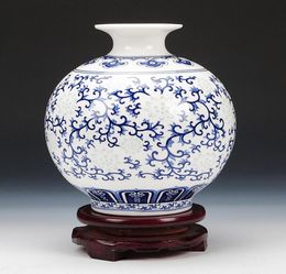Vases Jingdezhen Ricepattern Porcelain Pomegranate Vase Antique Blueandwhite Bone China Decorated Ceramic9210293