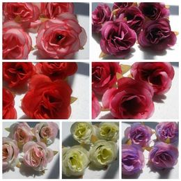 100Pcs Artificial Flowers 7 Colour Roses Flower Head Wedding Decorating Flowers 6cm2643