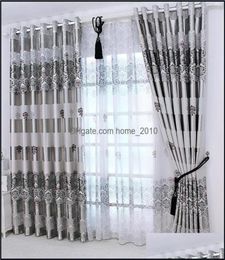Window Treatments Textiles 1Pc Curtains Windows Drapes European Modern Elegant Noble Printing Shade Curtain For Living Room Bedroo6241561