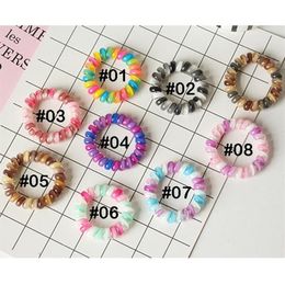 8 Colour Gradient Telephone Wire hairband Colourful Ponytail Holder Elastic Phone Cord Line hair tie hair accessories kid gift2410